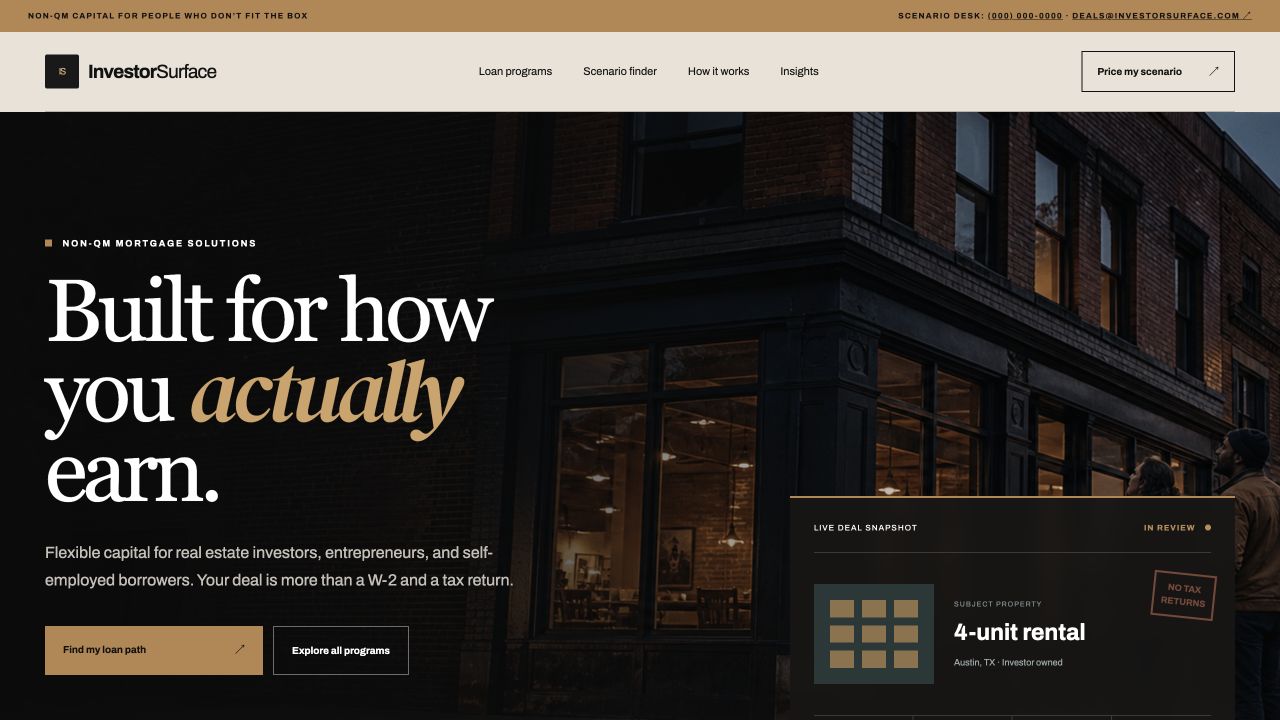InvestorSurface homepage