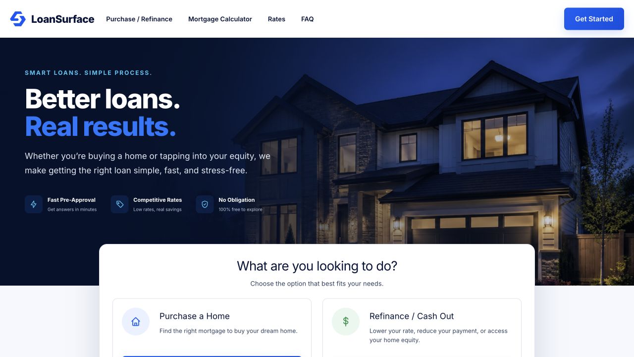 LoanSurface homepage
